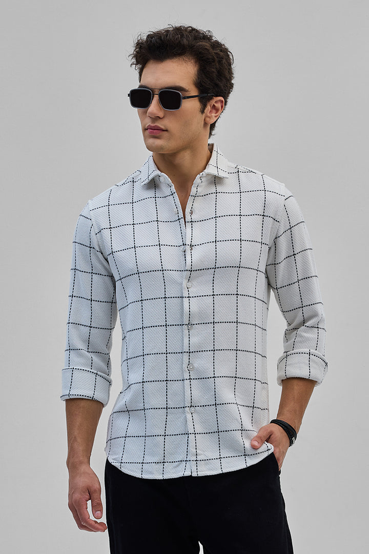 White Textured Checks Shirt