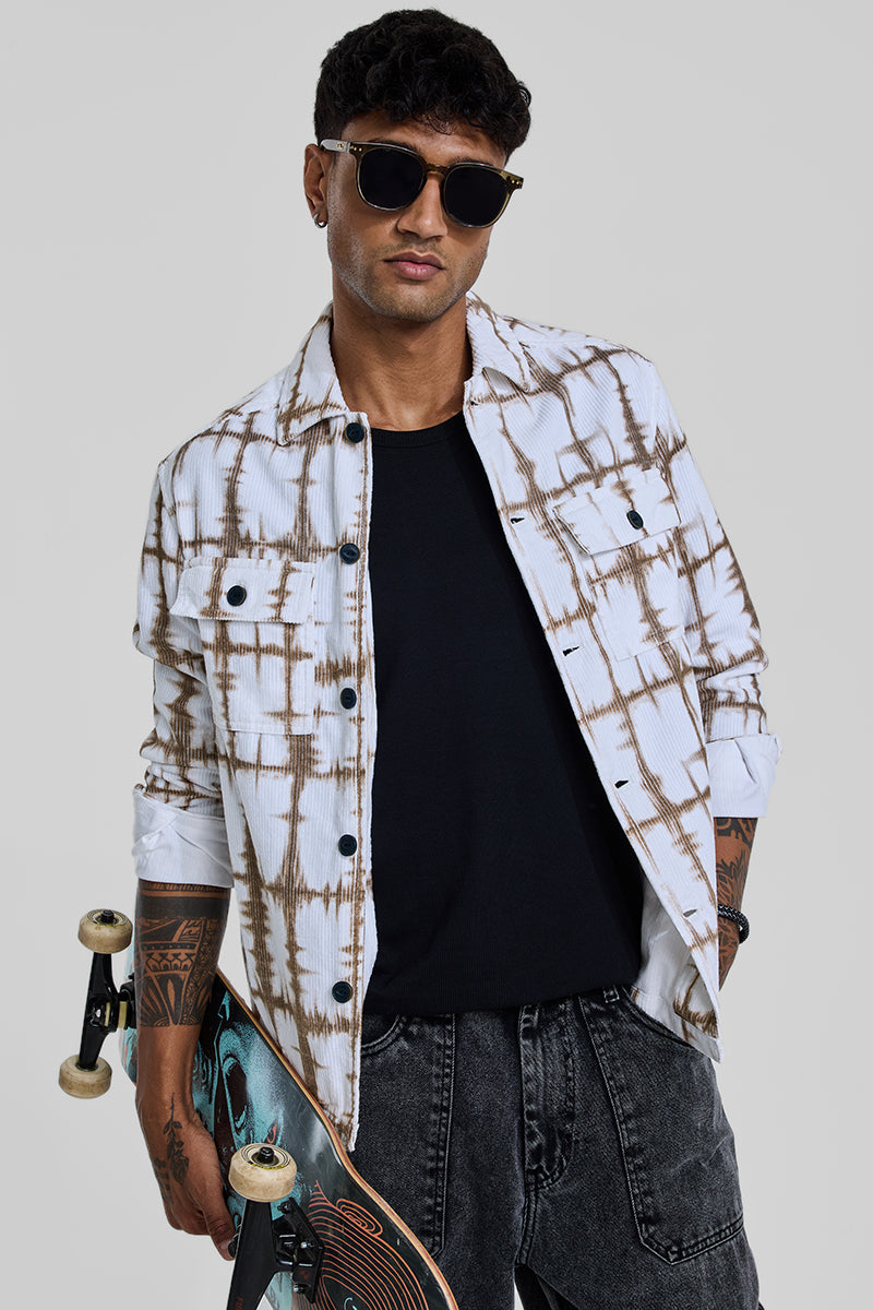 Brown Abstract Corduroy Overshirt