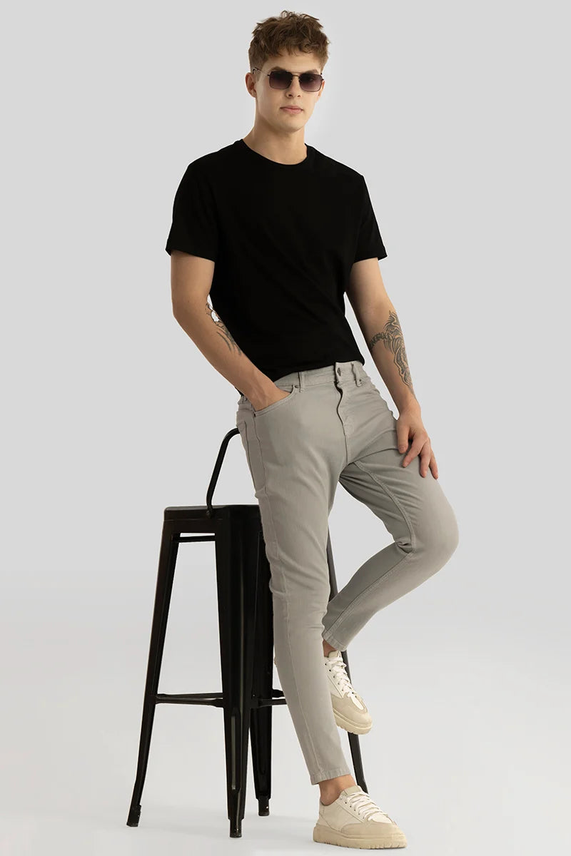 Quantum Grey Plain Skinny Fit Jeans