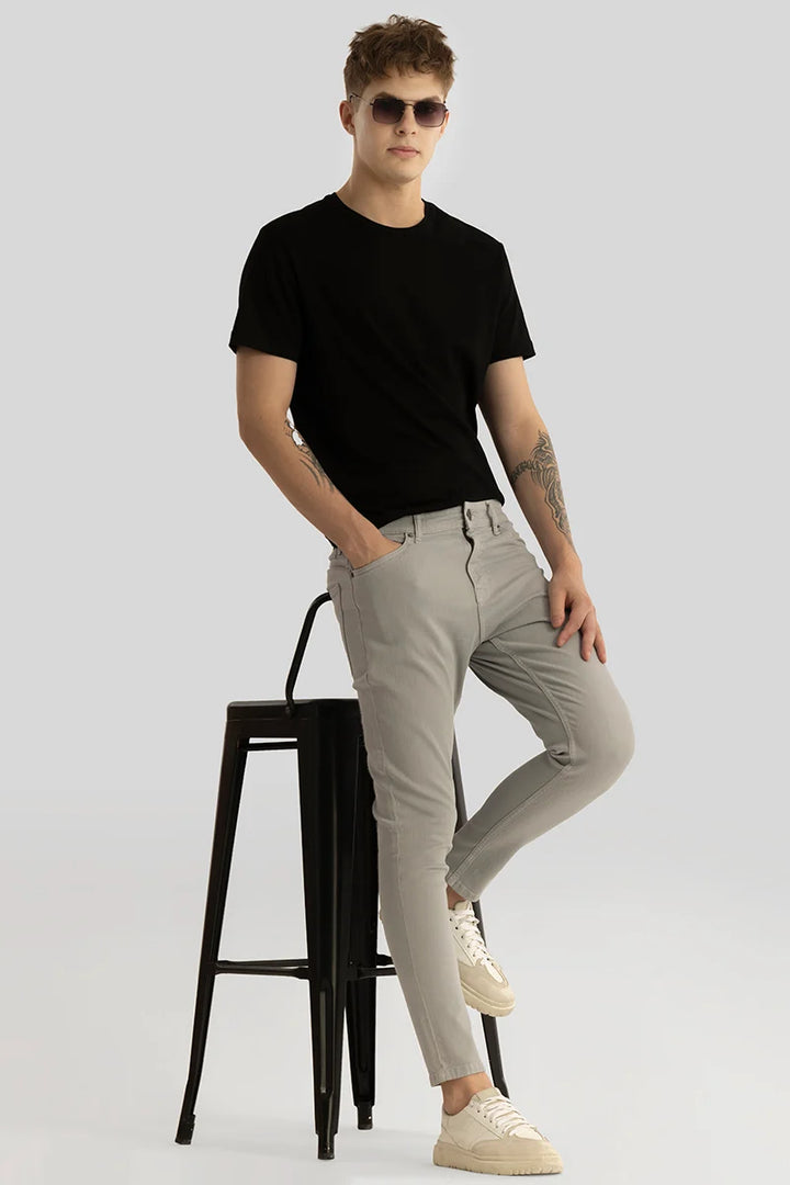 Quantum Grey Plain Skinny Fit Jeans