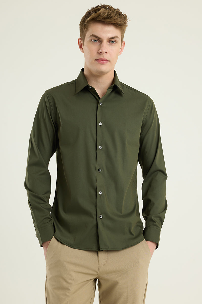 Dark Green Slim Fit Stretch Shirt