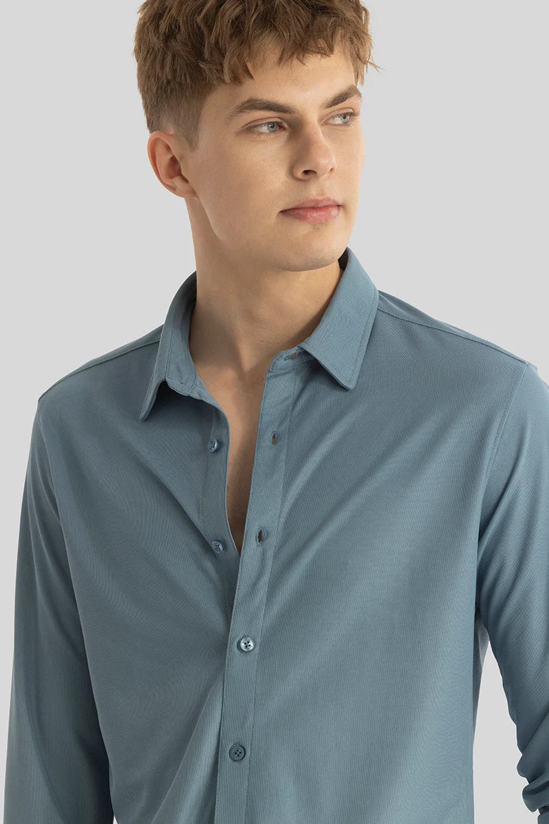 Carmine Blue Knitted Shirt