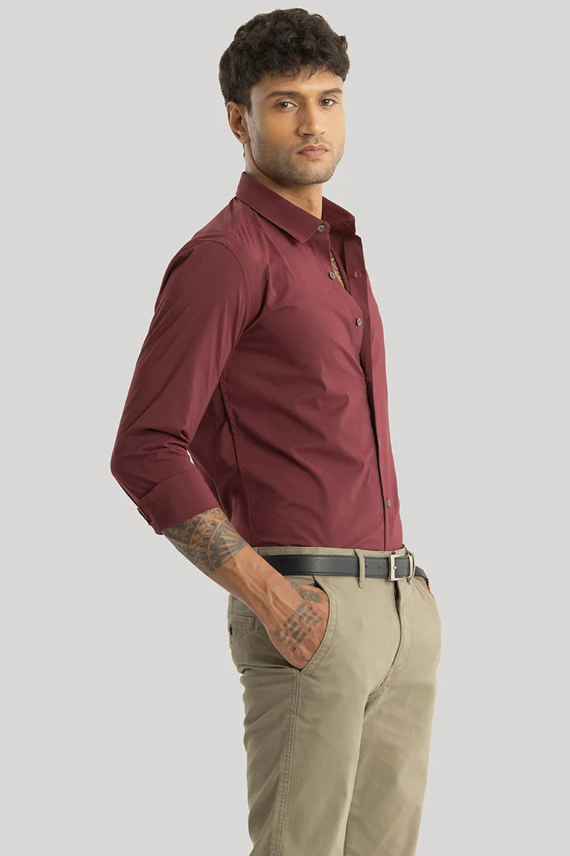 Quinnie Maroon Plain Shirt