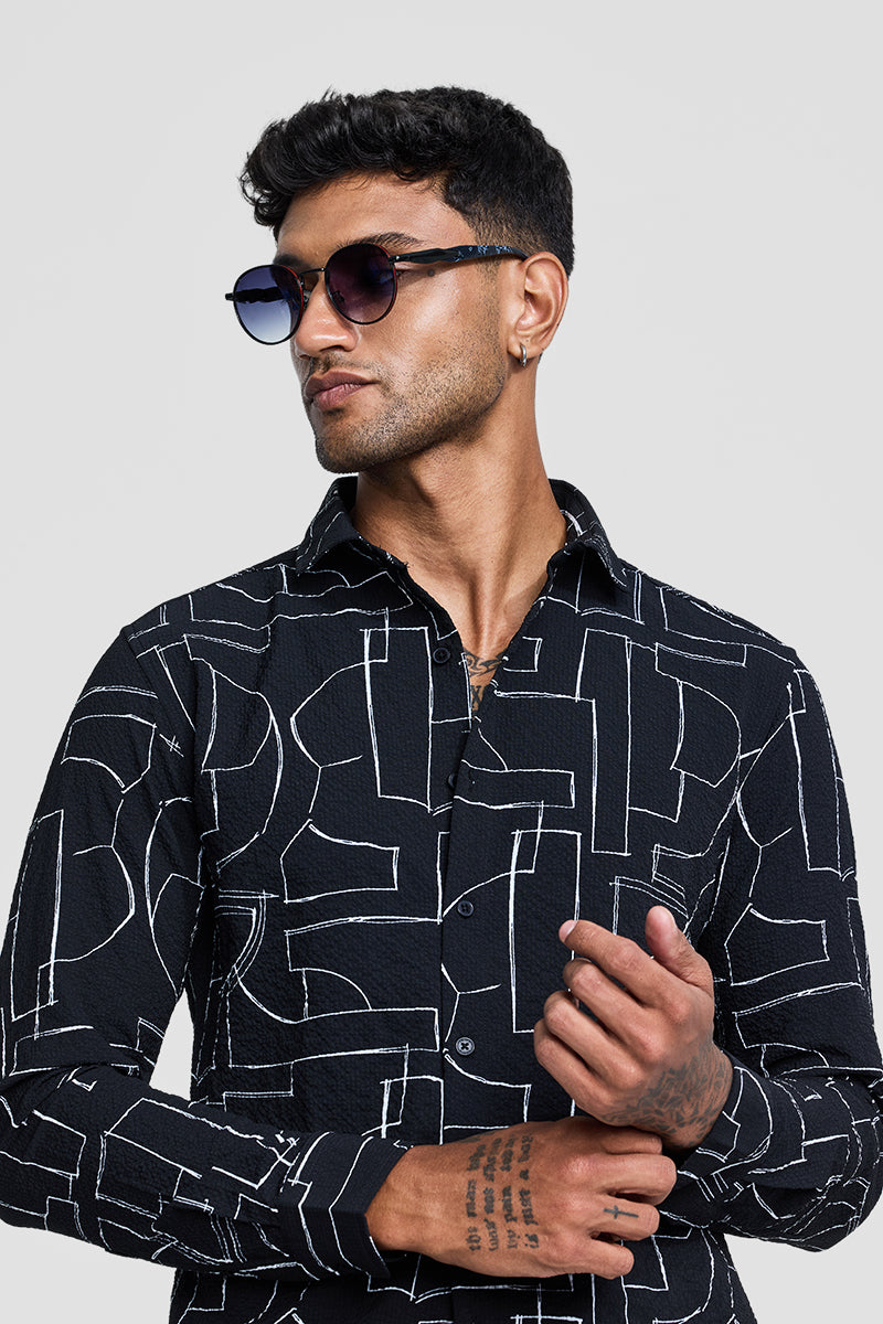 Black Textured Abstract Shirt