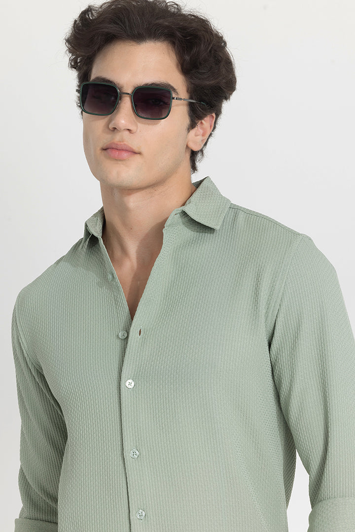 Light Green Slim Fit Textured Shirt