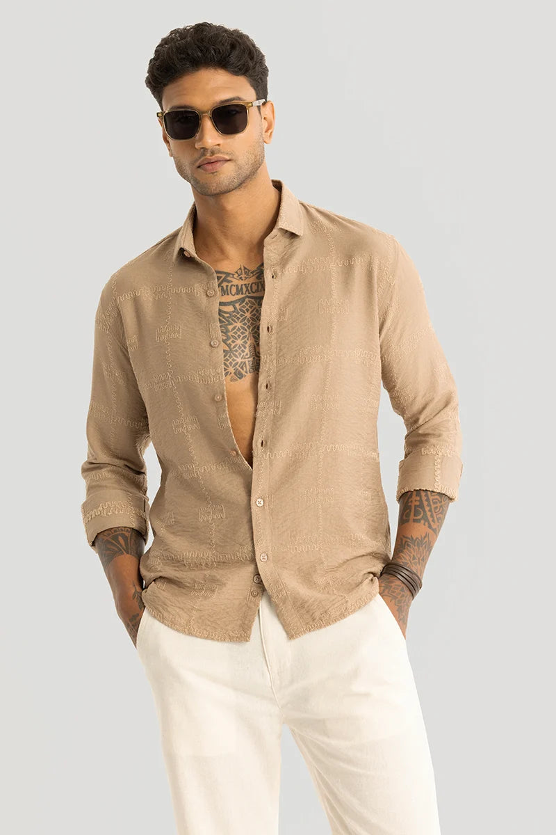 Pauline Beige Embroidered Shirt