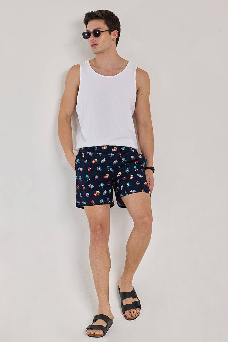 Navy Printed Boxer