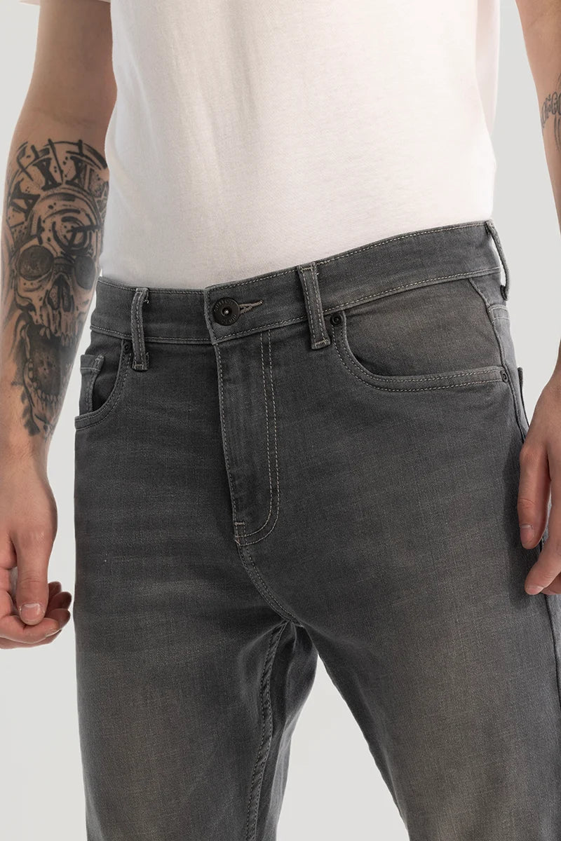 Grey Plain Skinny Fit Jeans