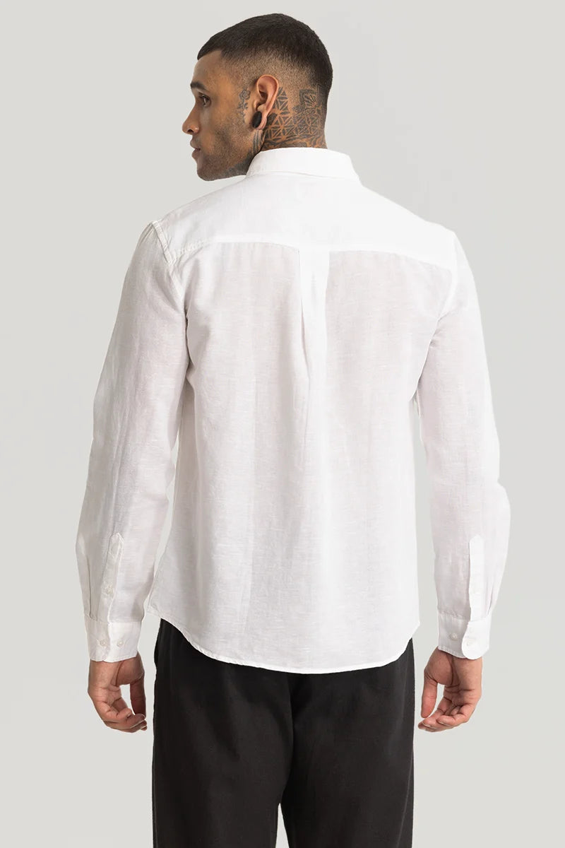 White Linen Blend Shirt