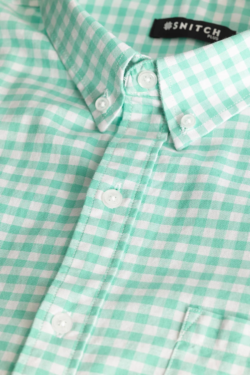 Green Oxford Checks Plus Size Shirt