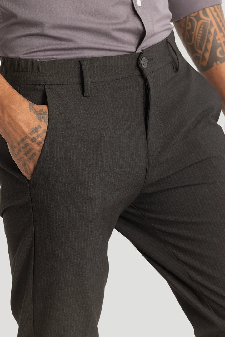 Black Checks Slim Fit Trousers