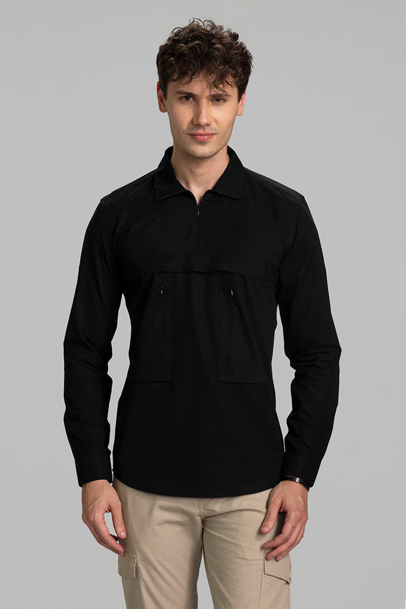 Functional Pocket Black Shirt