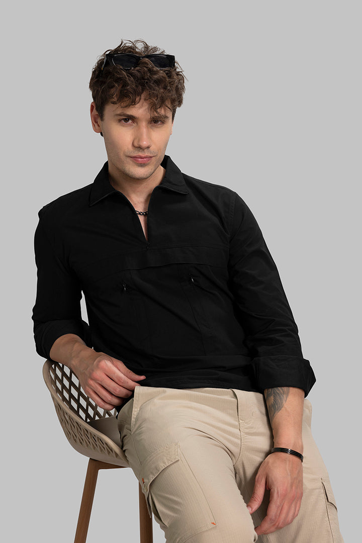 Functional Pocket Black Shirt