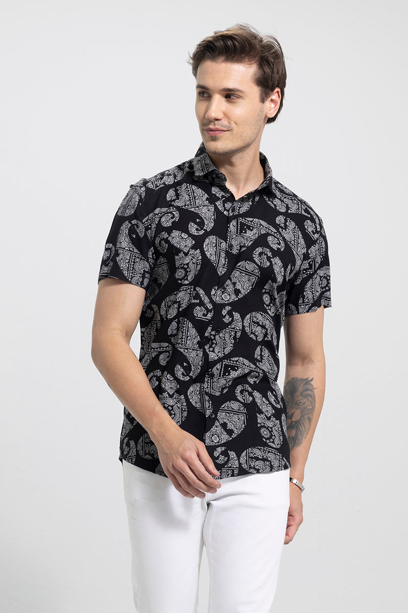 Broken Paisley Black Shirt