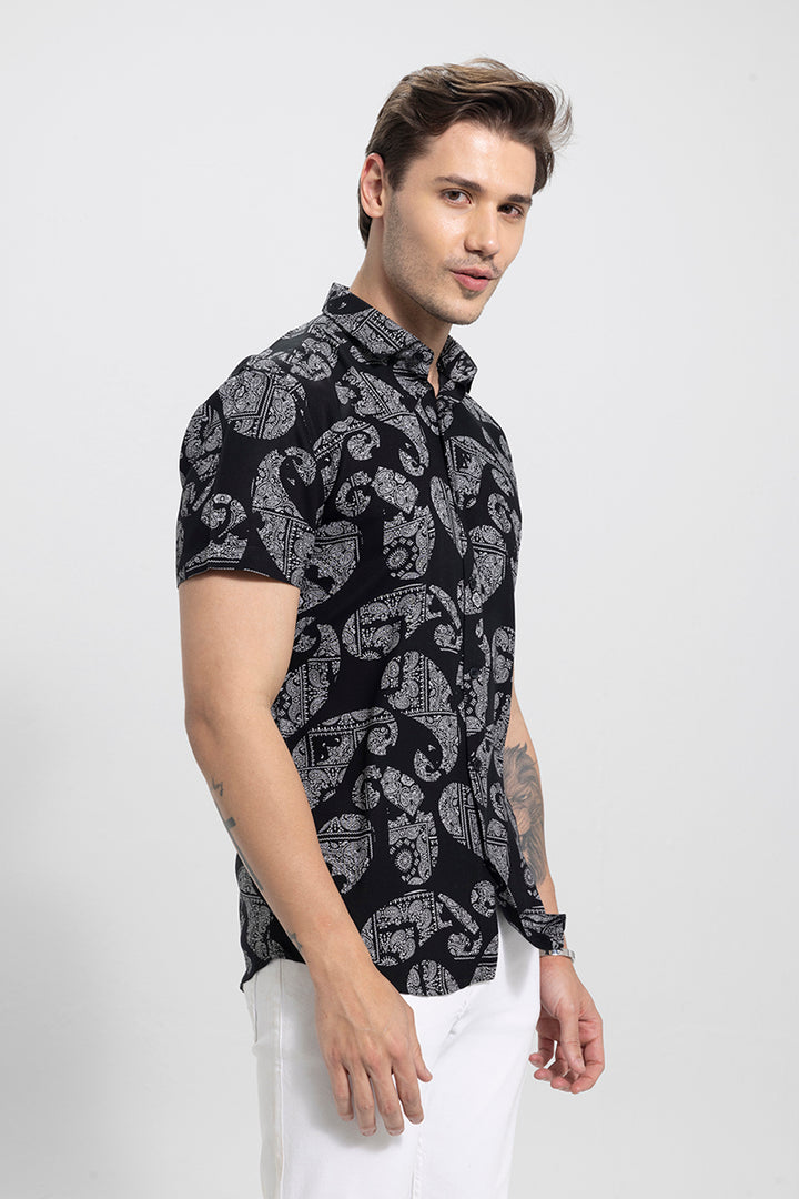 Broken Paisley Black Shirt