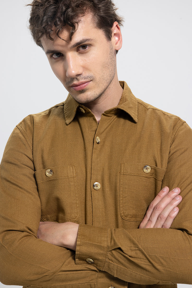 Lin Mustard Linen Overshirt