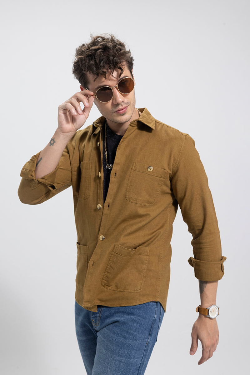 Lin Mustard Linen Overshirt