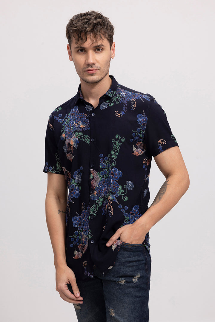 Raising Flower Navy Shirt