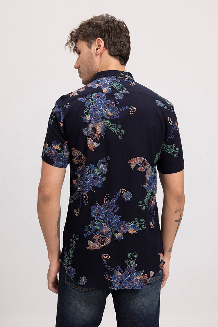 Raising Flower Navy Shirt