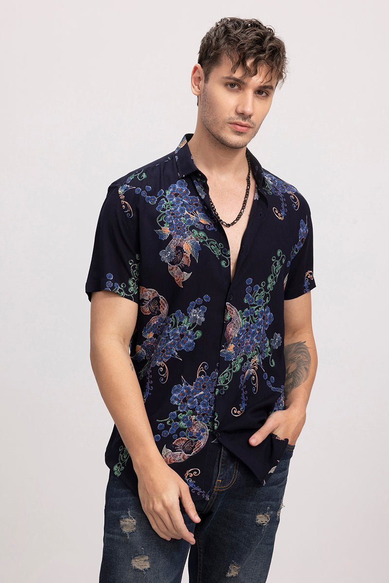 Raising Flower Navy Shirt