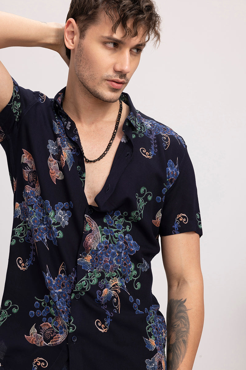 Raising Flower Navy Shirt