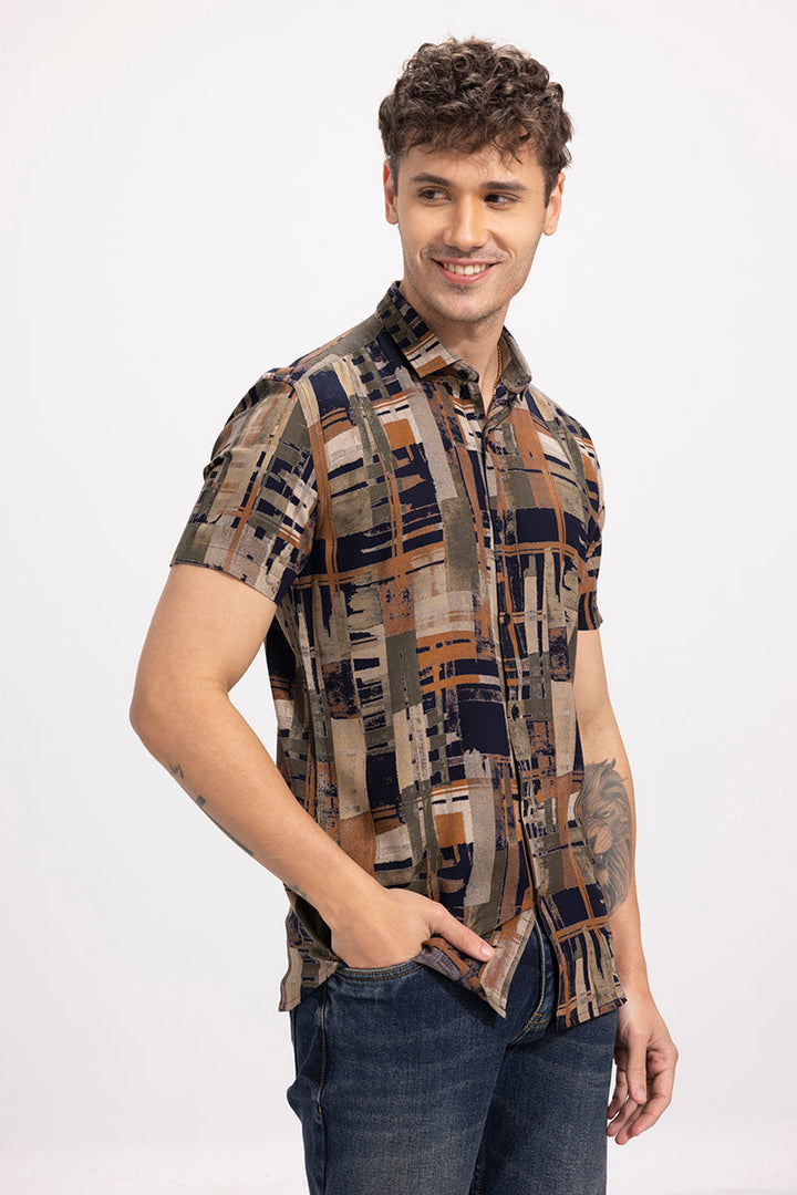 Retro Abstract Rustic Brown Shirt