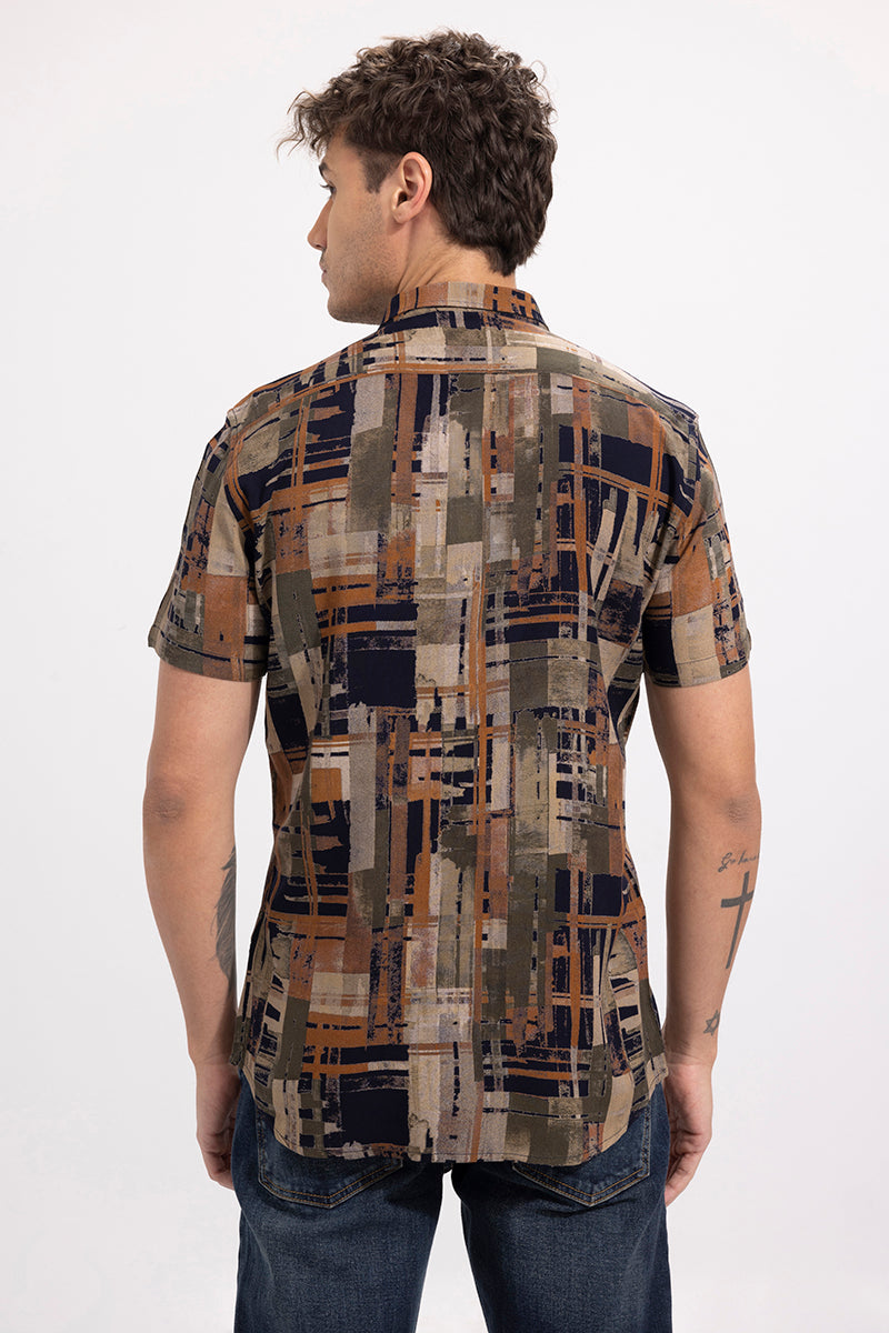 Retro Abstract Rustic Brown Shirt