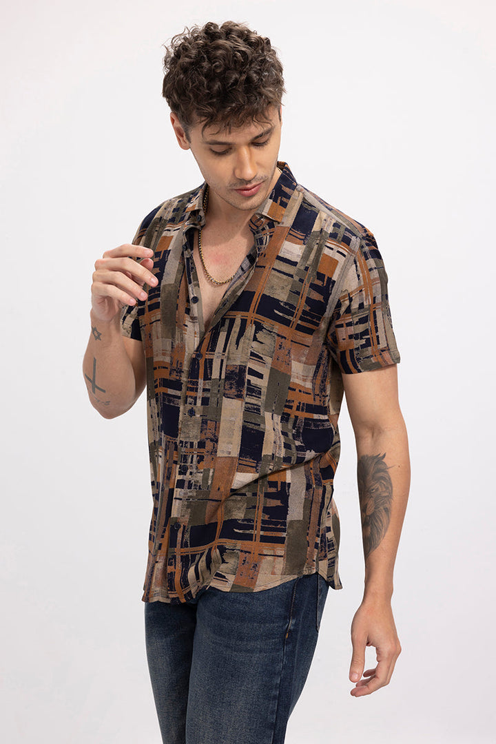 Retro Abstract Rustic Brown Shirt