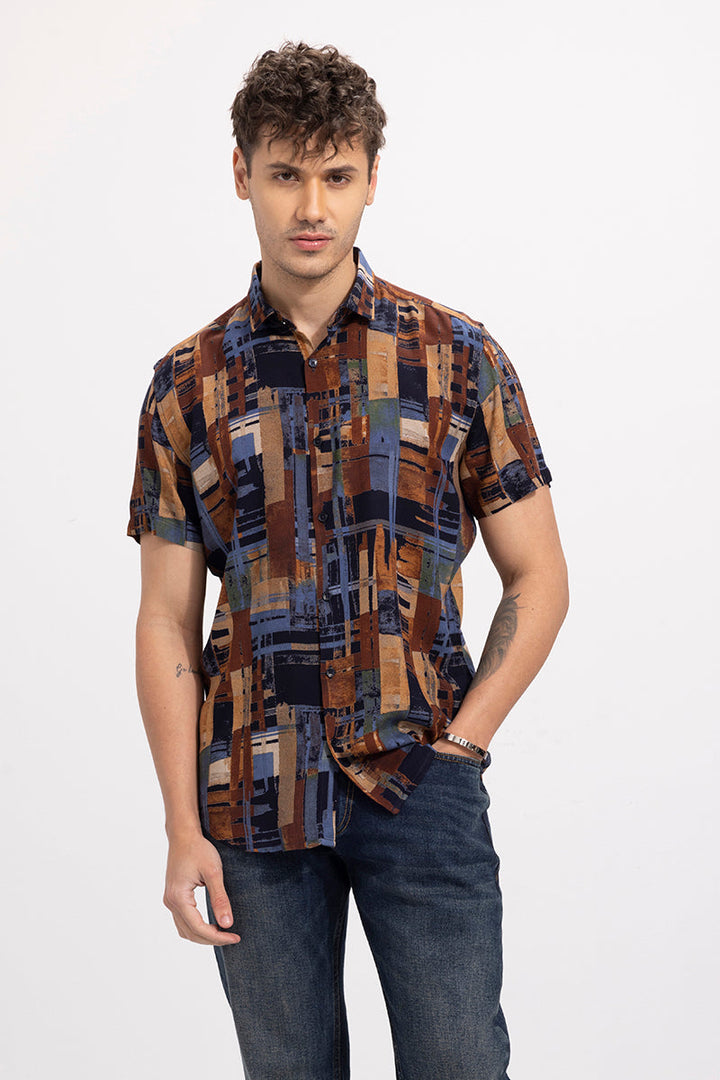 Retro Abstract Brown Shirt