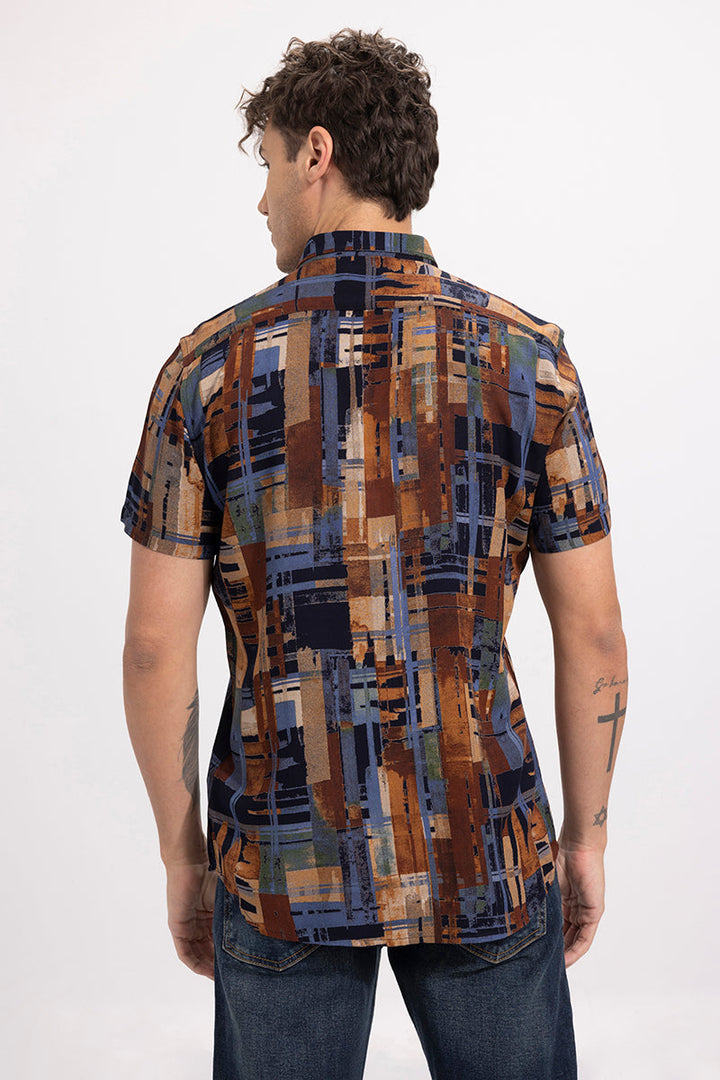 Retro Abstract Brown Shirt