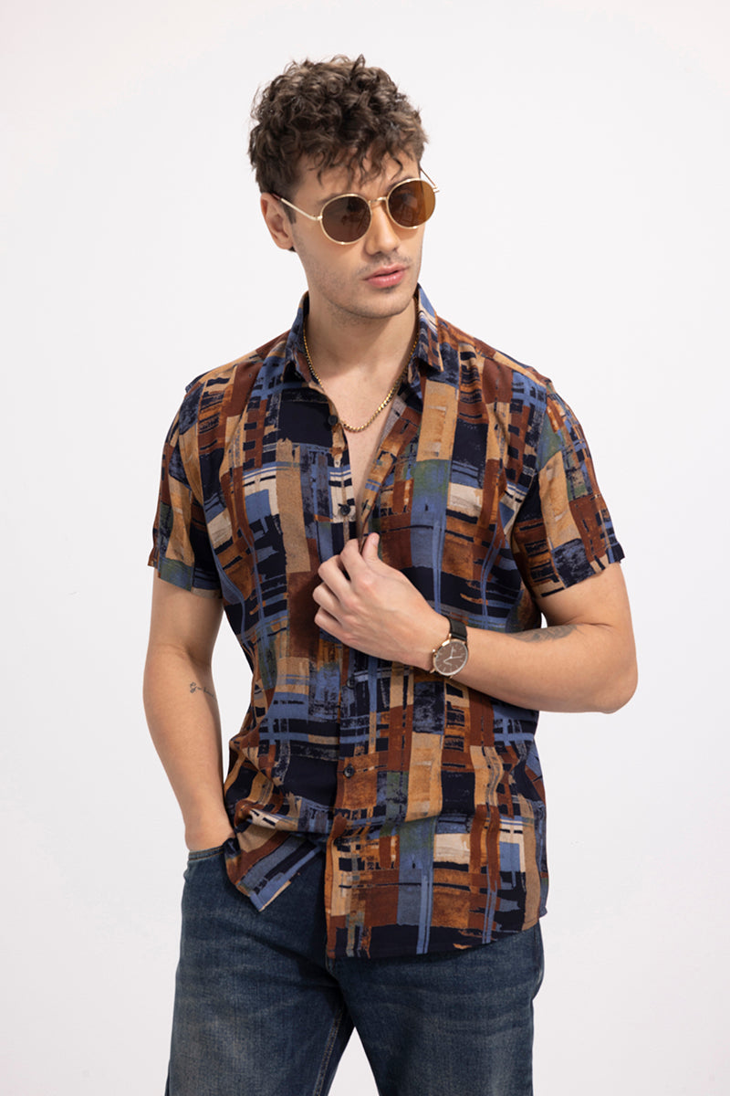 Retro Abstract Brown Shirt