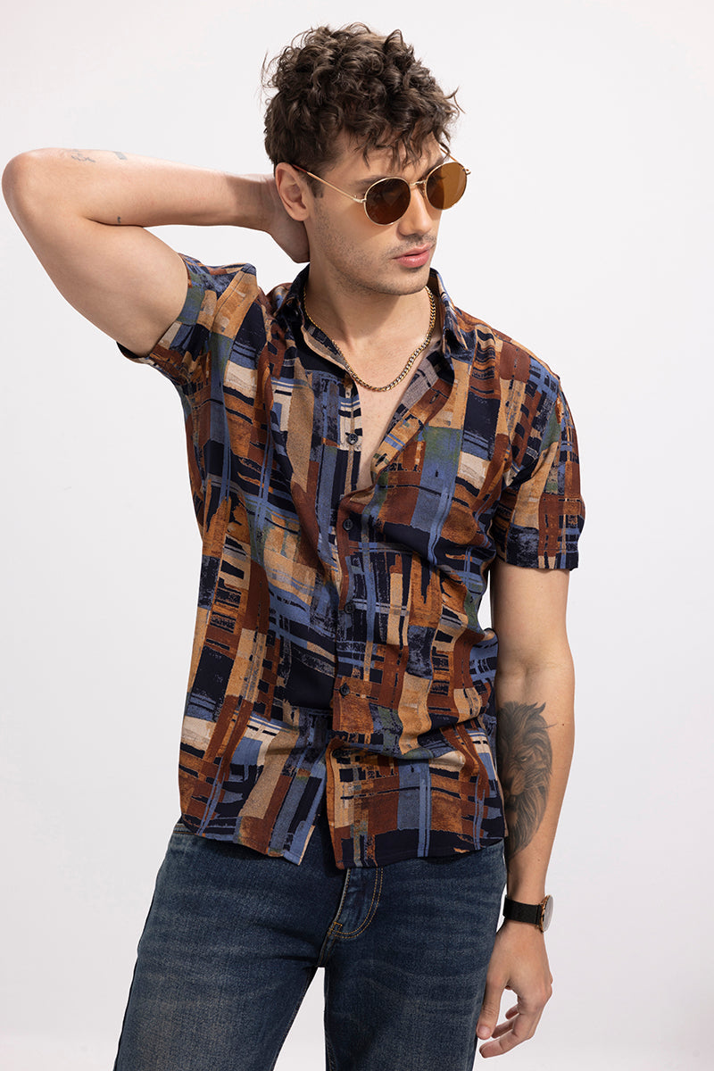 Retro Abstract Brown Shirt