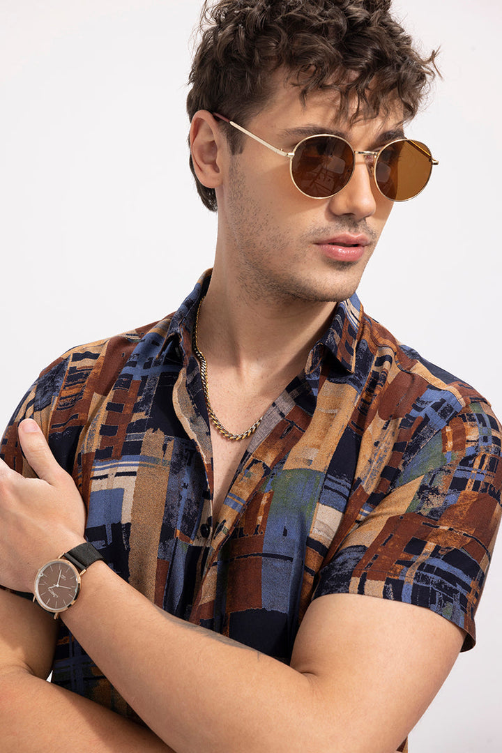 Retro Abstract Brown Shirt