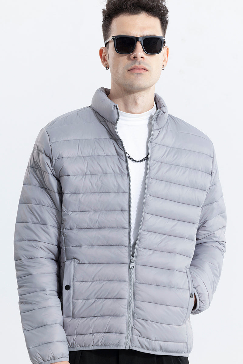 Buy Men's Quilted Grey Puffer Jacket Online | SNITCH
