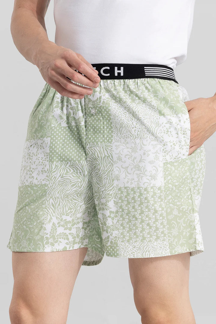 Montage Print Green Boxer