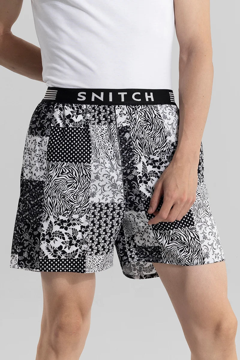 Montage Print Black Boxer