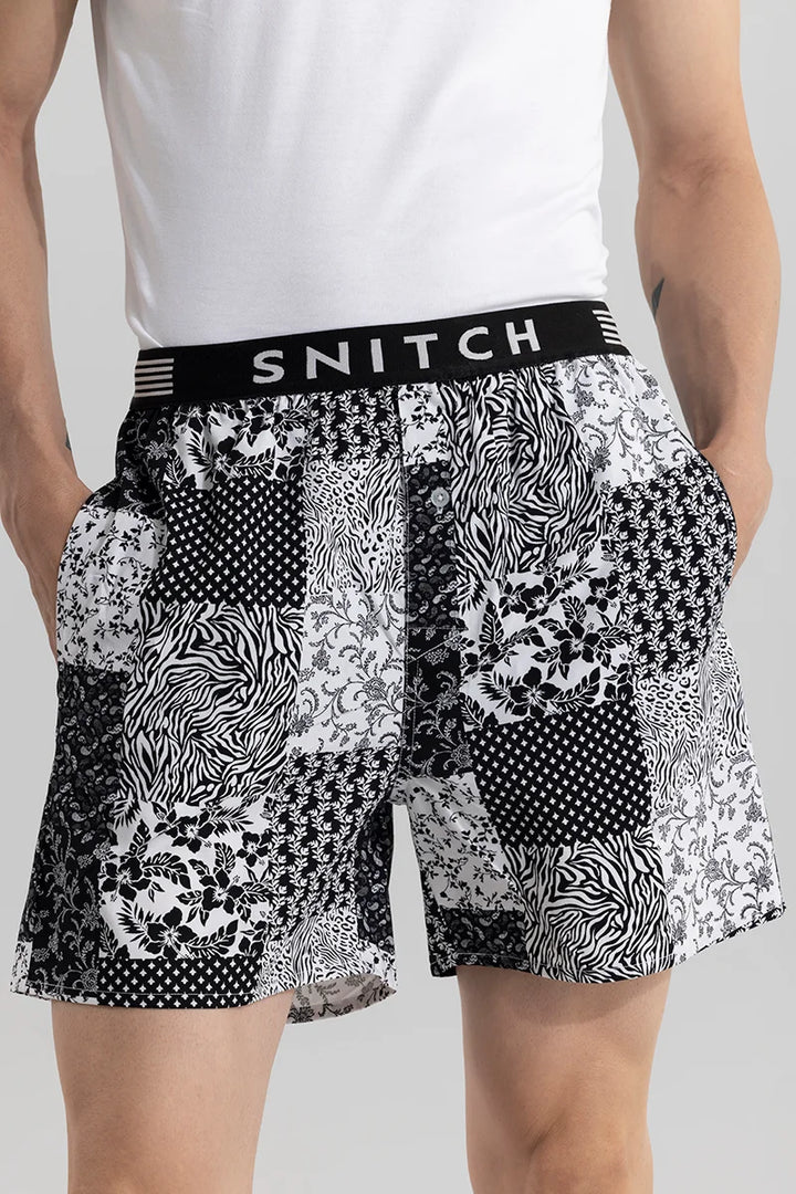 Montage Print Black Boxer