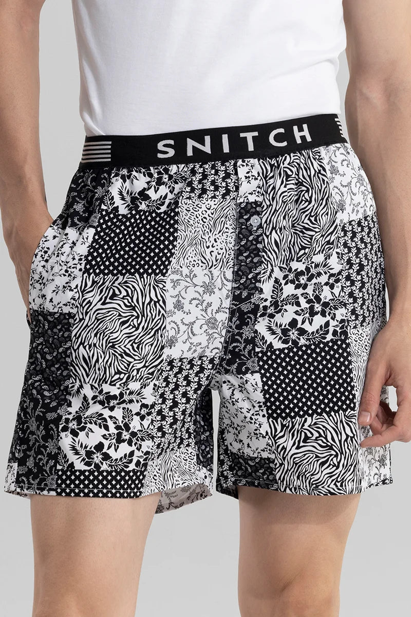 Montage Print Black Boxer