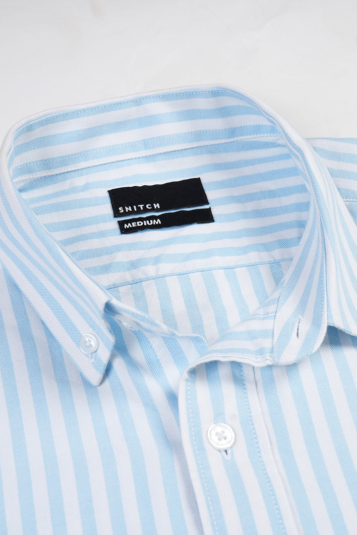 Basic Stripe Sky Blue Shirt