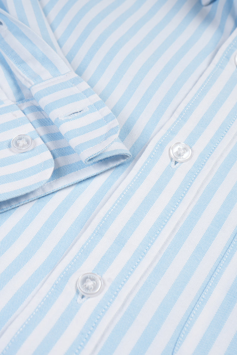 Buy Men's Basic Stripe Sky Blue Shirt Online | SNITCH