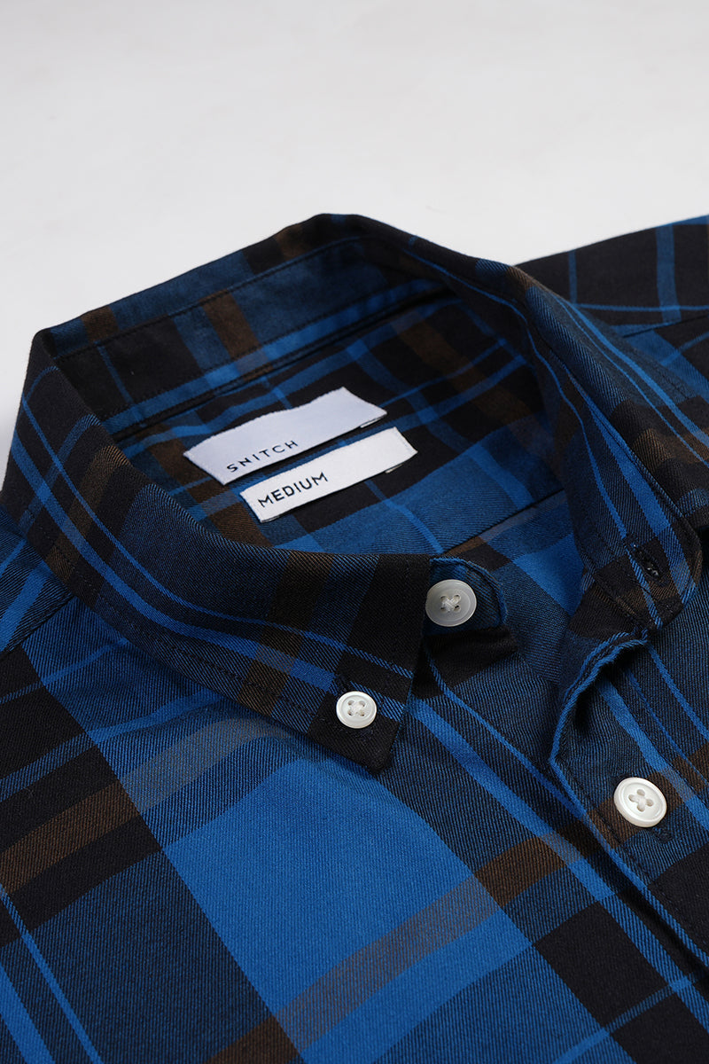 Quirky Checks Azure Blue Shirt