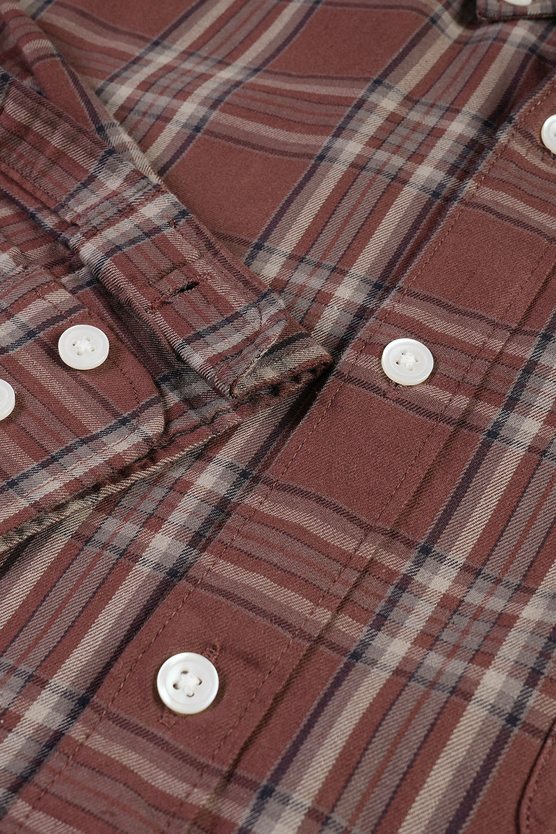 Static Checks Rust Brown Shirt