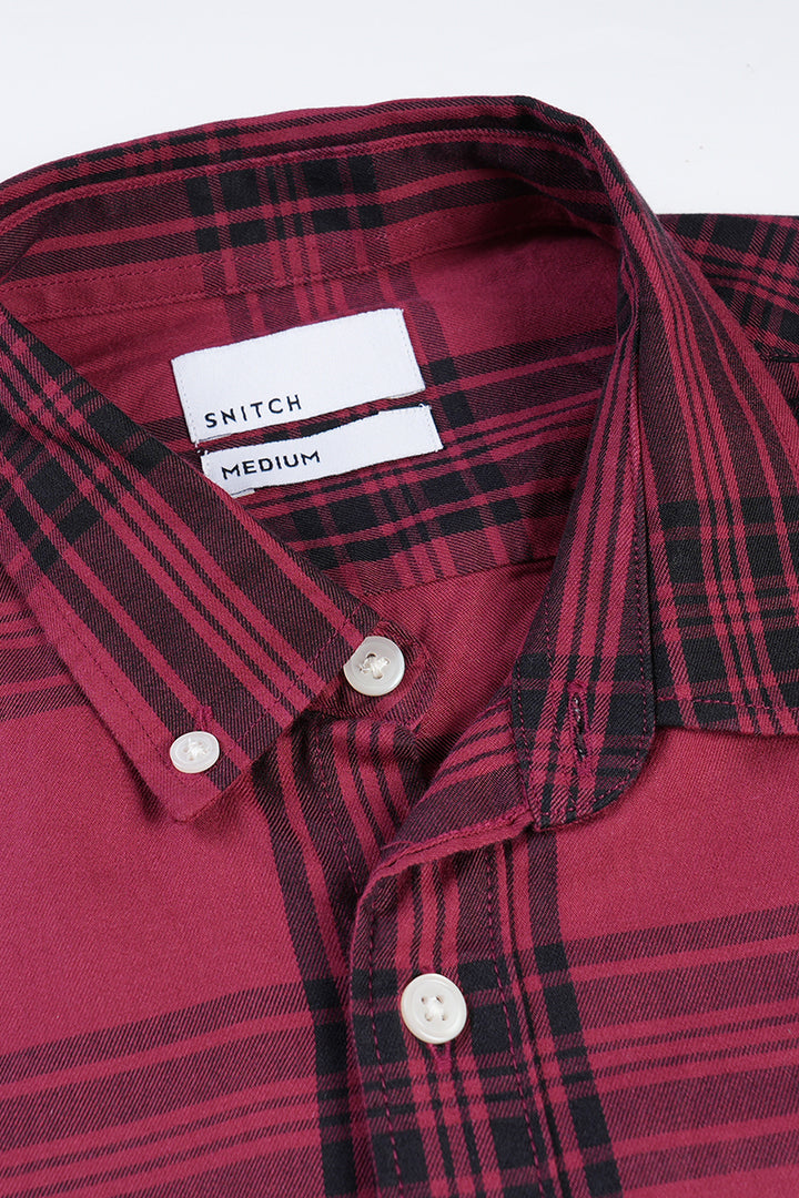 Quirky Checks Light Red Shirt