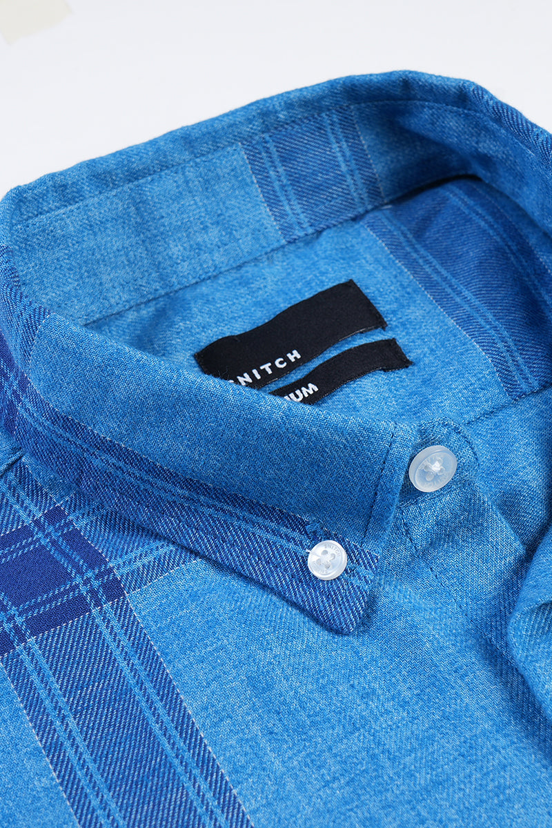 Portrait Saphire Blue Checks Shirt