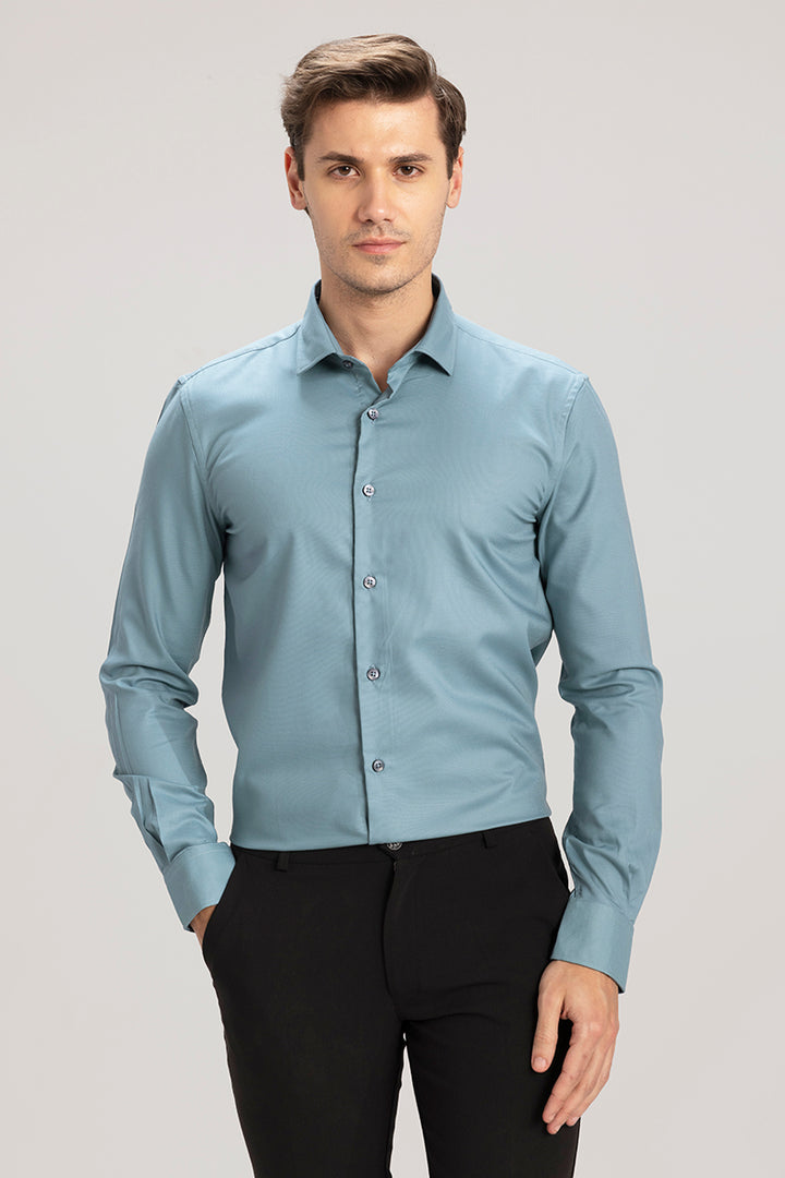 Micro Square Mint Green Giza Cotton Shirt