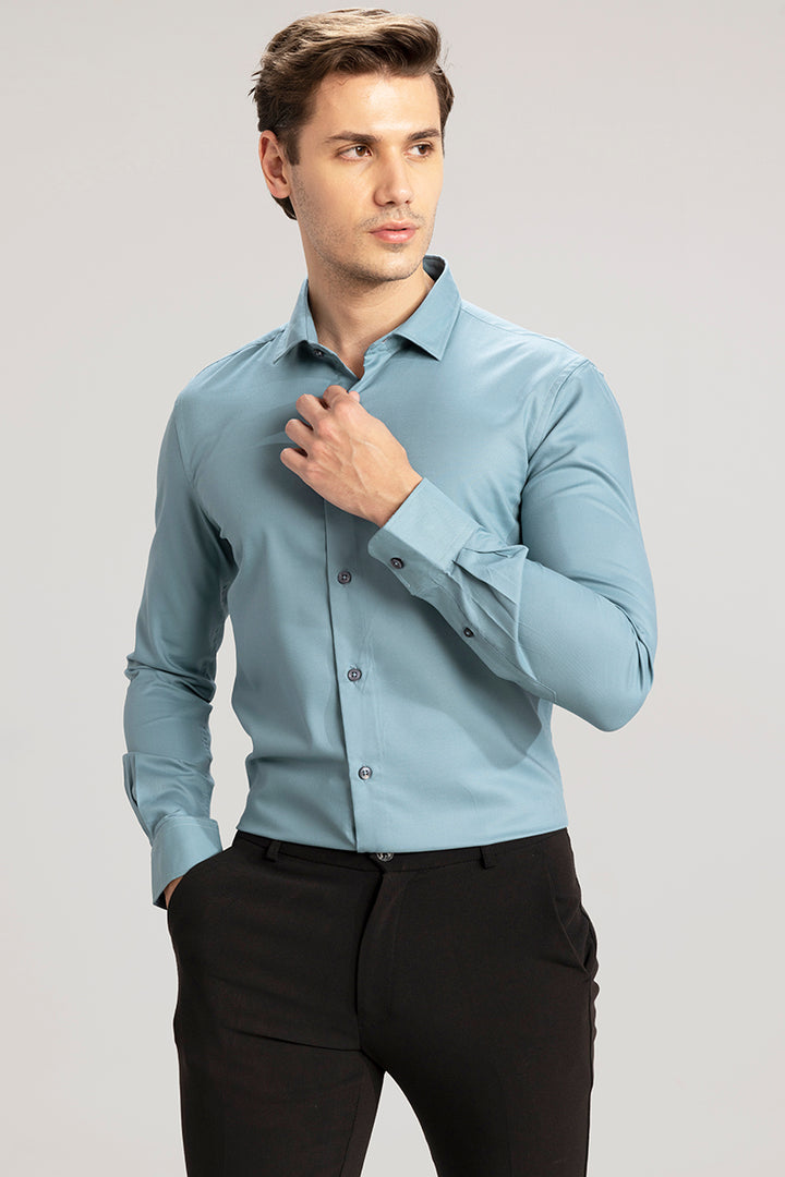 Micro Square Mint Green Giza Cotton Shirt