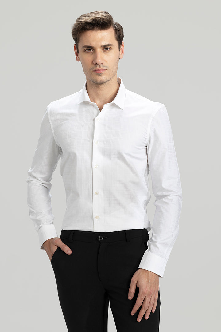 Multiple Square White Giza Cotton Shirt