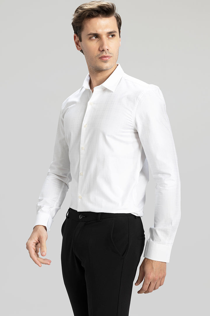 Multiple Square White Giza Cotton Shirt