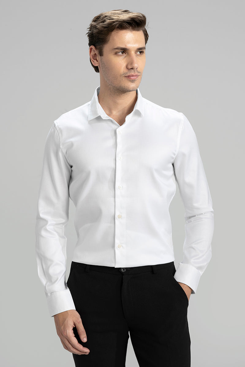 Cross Line White Giza Cotton Shirt