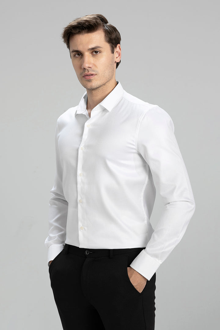 Cross Line White Giza Cotton Shirt